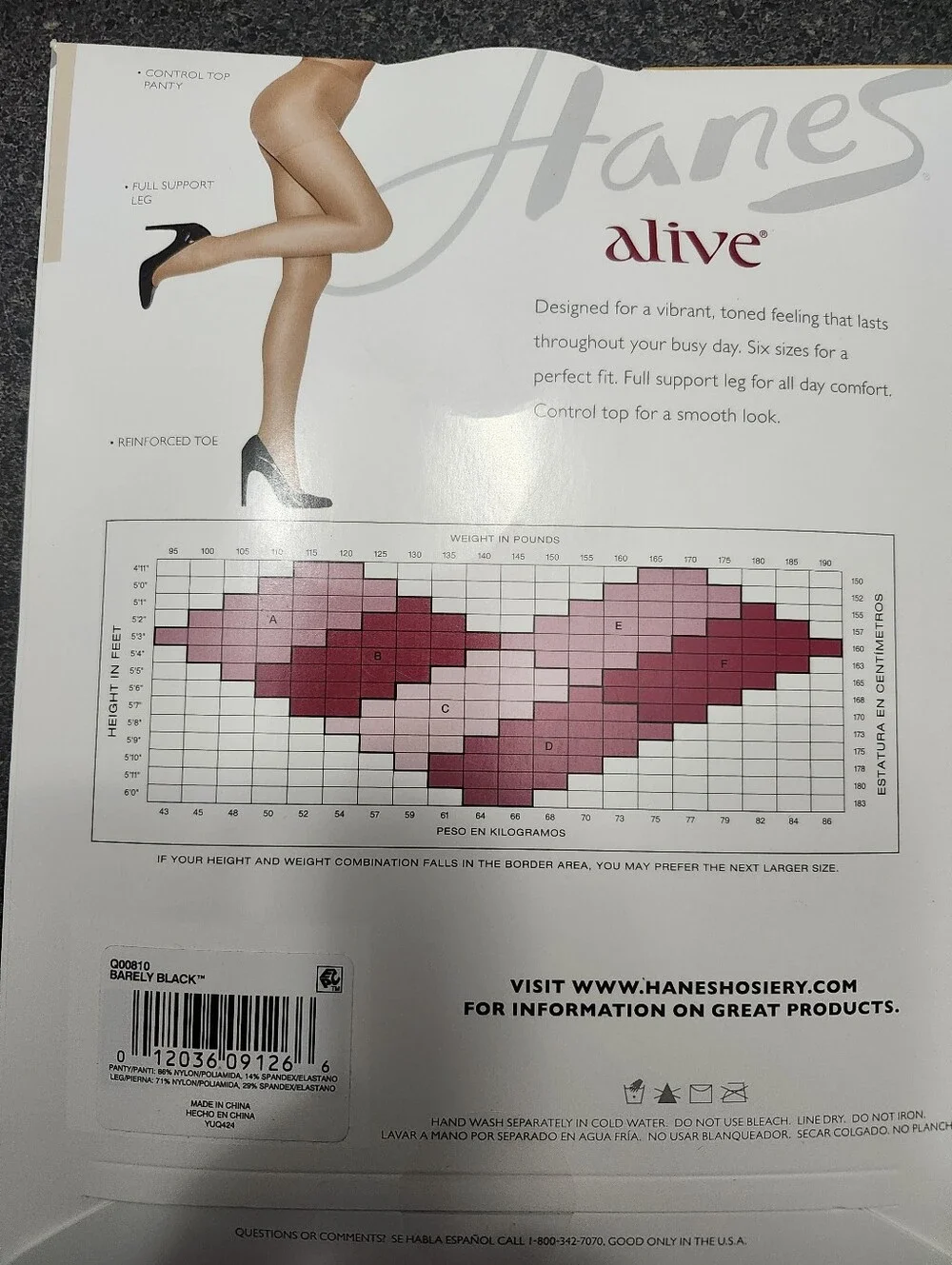 Hanes Alive Full Support Pantyhose – White and Red Logo